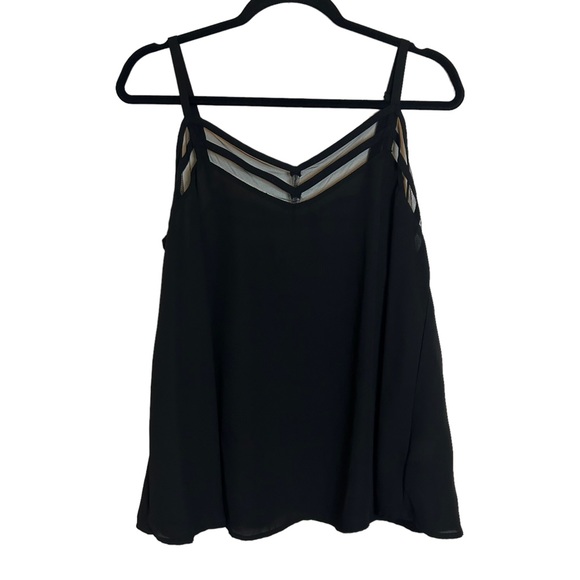 TORRID Black Georgette Mesh Inset Cami Top 00 (M/L 10) - Picture 3 of 10